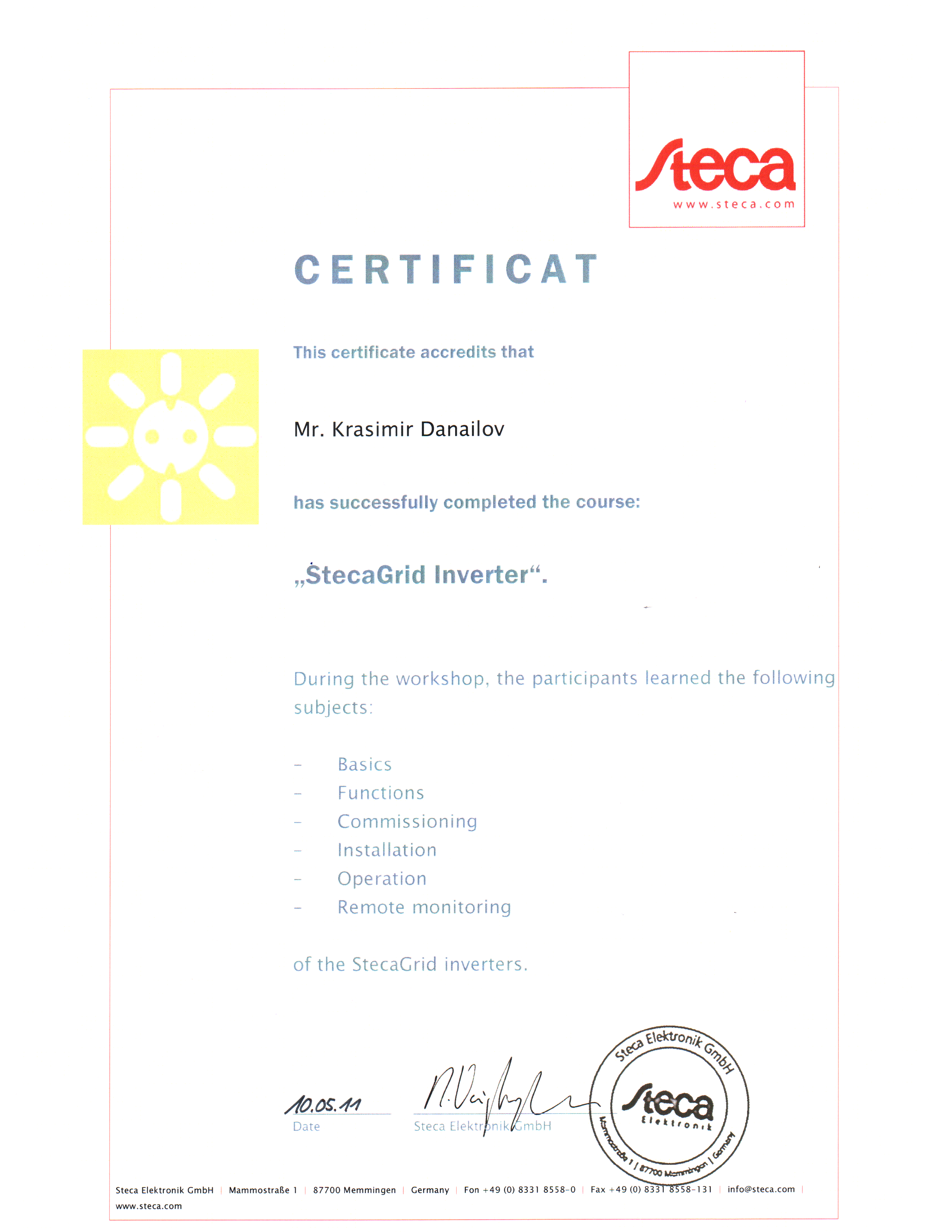 Certificat_Steca